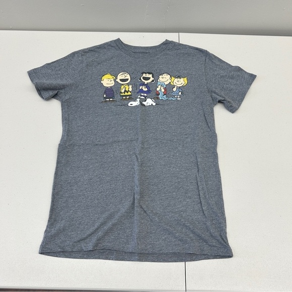 Peanuts Tops - Peanuts Gray Short Sleeve Tee with Cartoon Graphic